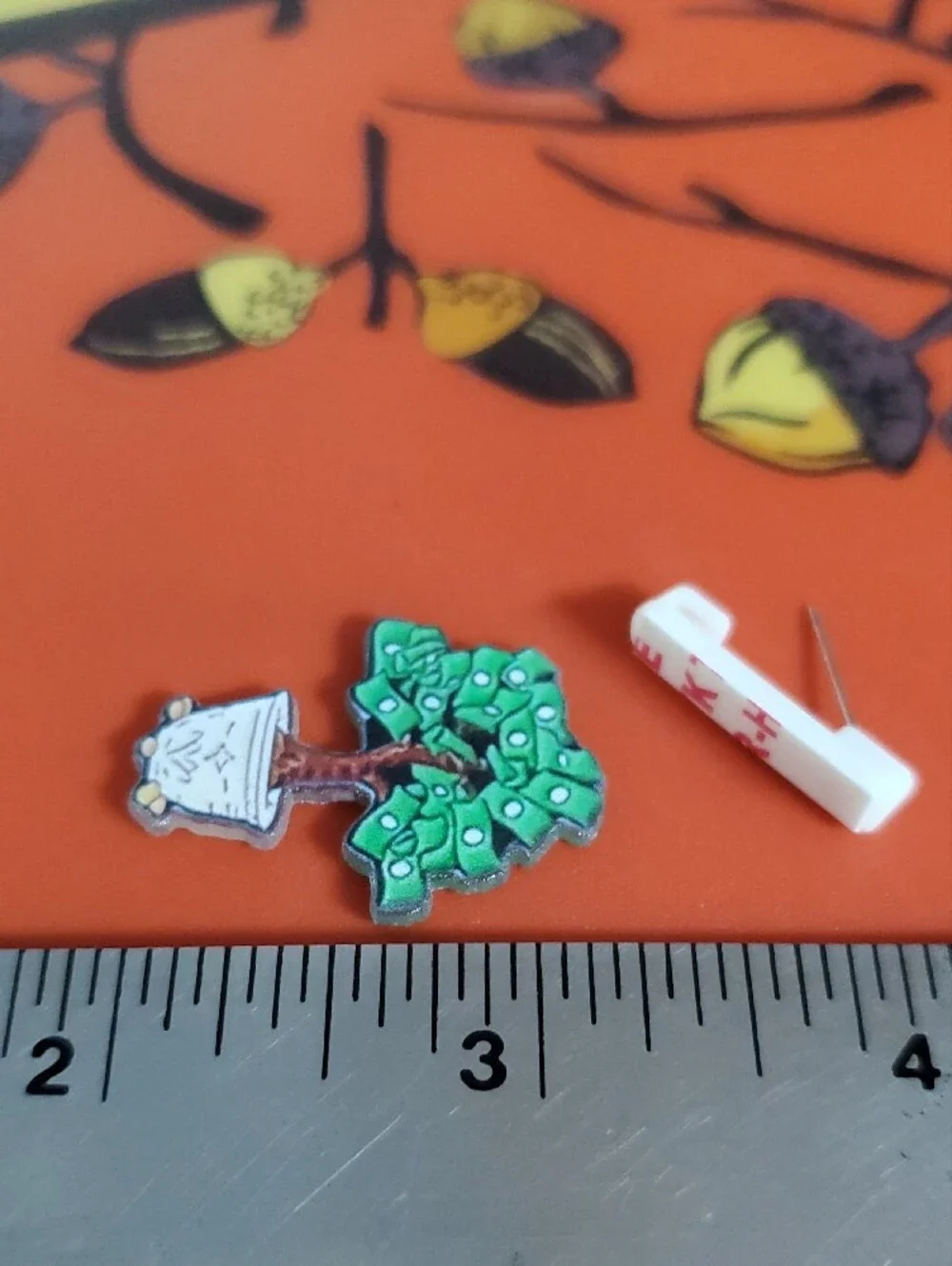 Green Potted Money Tree Acrylic Pin